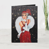 Art deco retro  lady add message feestdagen kaart (Voorkant)