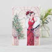 Art Deco Retro  Lady Party Kaart (Staand voorkant)