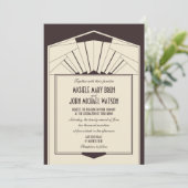 Art Deco Retro Lijst Bruin Weddenschap Kaart (Staand voorkant)