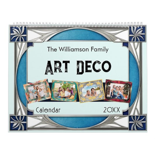Art Deco Retro Lijsten Familiefoto's Elegante Muur Kalender (Hoes)