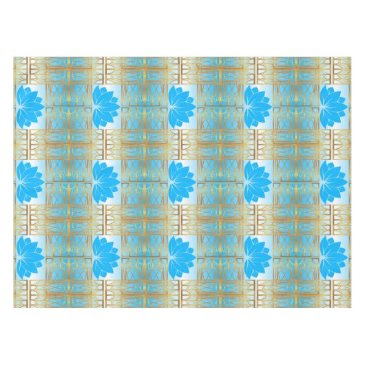 Art Deco Retro Lotus (blauw) Tafelkleed (Voorkant (Horizontaal))