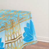 Art Deco Retro Lotus (blauw) Tafelkleed (Voorbeeld)
