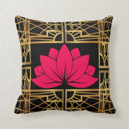 Art Deco Retro Lotus (red & black) Kussen