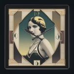 Art Deco retro meisje Vierkante Klok<br><div class="desc">Geweldig klokontwerp. Je zult er net als anderen van houden. Wees vrij om dit ontwerp te gebruiken voor andere producten die u leuk vindt of om uw tekst aan te passen en toe te voegen. Volg me voor meer. Met vriendelijke groet. Fijne dag verder.</div>