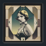 Art Deco retro meisje Vierkante Klok<br><div class="desc">Geweldig klokontwerp. Je zult er net als anderen van houden. Wees vrij om dit ontwerp te gebruiken voor andere producten die u leuk vindt of om uw tekst aan te passen en toe te voegen. Volg me voor meer. Met vriendelijke groet. Fijne dag verder.</div>