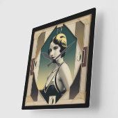 Art Deco retro meisje Vierkante Klok (Hoek)