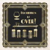 Art Deco Retro New Years Eve Verbod Bar Party Kartonnen Onderzetters (Voorkant)