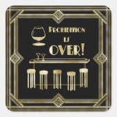 Art Deco Retro New Years Eve Verbod Bar Party Vierkante Sticker (Voorkant)