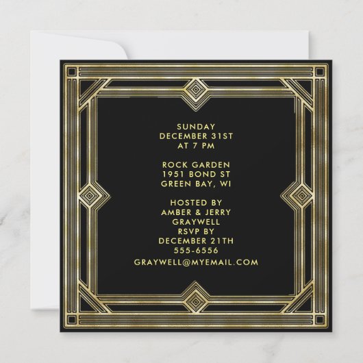 Art Deco Retro Oudejaarsavond Verbodsbar Kaart (Achterkant)