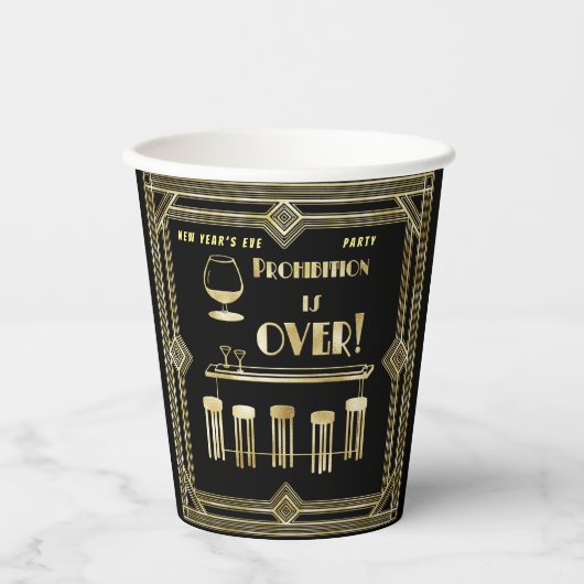 Art Deco Retro Oudejaarsavond Verbodsbar Papieren Bekers (Voorkant)