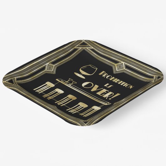 Art Deco Retro Oudejaarsavond Verbodsbar Papieren Bordje (Gebogen)