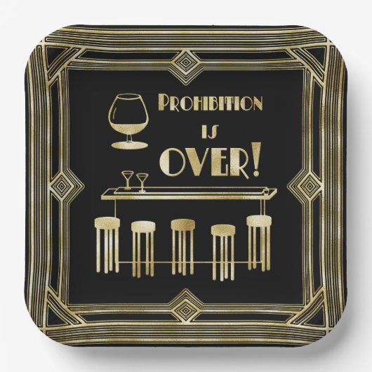 Art Deco Retro Oudejaarsavond Verbodsbar Papieren Bordje (Voorkant)