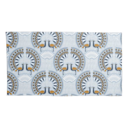 Art Deco retro Peacock Kussensloop (Achterkant-Rechts)