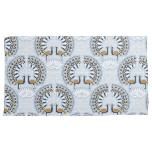 Art Deco retro Peacock Kussensloop (Voorkant-Rechts)