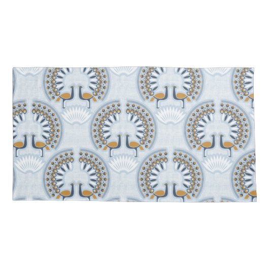 Art Deco retro Peacock Kussensloop (Achterkant-Links)