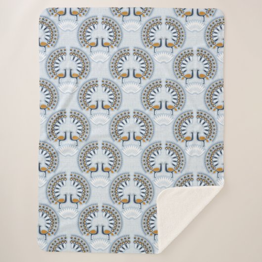 Art Deco retro Peacock Sherpa Deken (Voorkant)