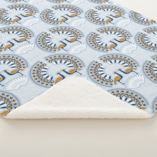 Art Deco retro Peacock Sherpa Deken (3/4)