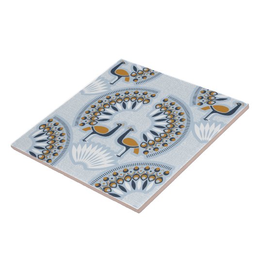 Art Deco retro Peacock Tegeltje (Zijkant)