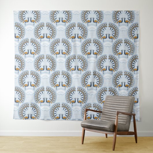 Art Deco retro Peacock Wandkleed (In Situ (horizontaal))