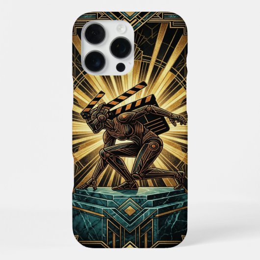 Art Deco Retro Sci-Fi iPhone 16 Pro Max Hoesje (Achterkant)
