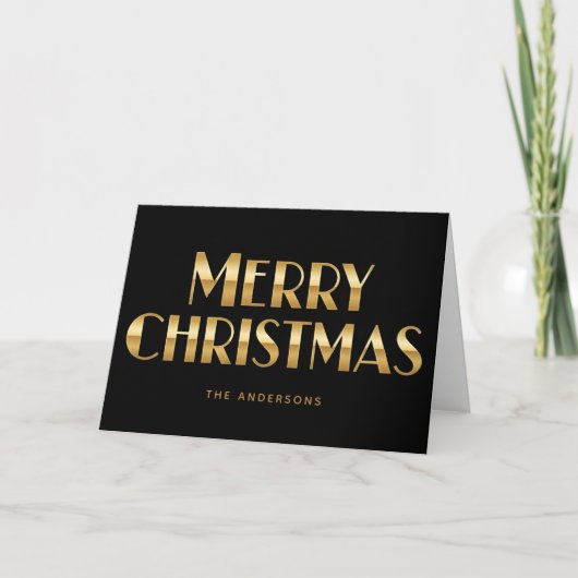 Art Deco Retro Script Merry Christmas Feestdagen Kaart (Voorkant)