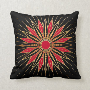 Art Deco Retro Star (red-gold-black) Kussen