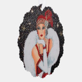 Art Deco retro  tekst toevoegen dame Ornament Kaart (Rechts)