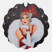 Art Deco retro  tekst toevoegen dame Ornament Kaart (Voorkant)