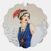 Art Deco retro  tekst toevoegen dame Ornament Kaart (Voorkant)