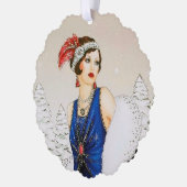 Art Deco retro  tekst toevoegen dame Ornament Kaart (Links)