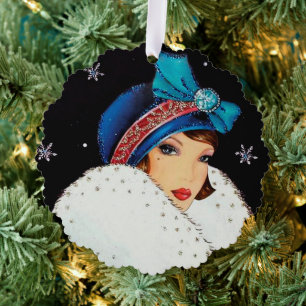 Art Deco retro  tekst toevoegen dame Ornament Kaart