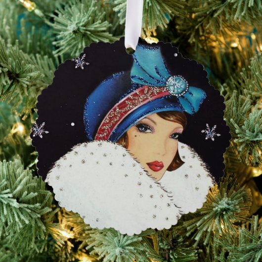 Art Deco retro  tekst toevoegen dame Ornament Kaart (Insitu (Drie))