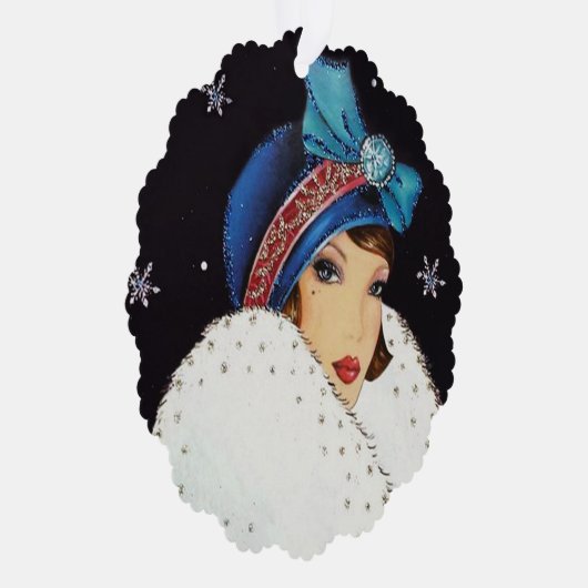 Art Deco retro  tekst toevoegen dame Ornament Kaart (Rechts)