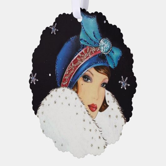 Art Deco retro  tekst toevoegen dame Ornament Kaart (Links)