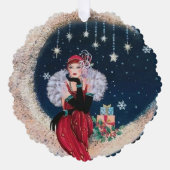 Art Deco retro  tekst toevoegen dame Ornament Kaart (Voorkant)