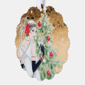 Art Deco retro  tekst toevoegen dame Ornament Kaart (Links)