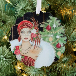 Art Deco retro  tekst toevoegen dame Ornament Kaart