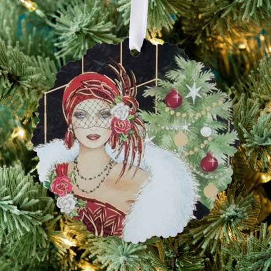 Art Deco retro  tekst toevoegen dame Ornament Kaart (Insitu (Drie))