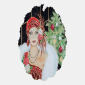 Art Deco retro  tekst toevoegen dame Ornament Kaart (Rechts)