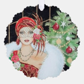 Art Deco retro  tekst toevoegen dame Ornament Kaart (Voorkant)