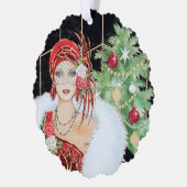 Art Deco retro  tekst toevoegen dame Ornament Kaart (Links)