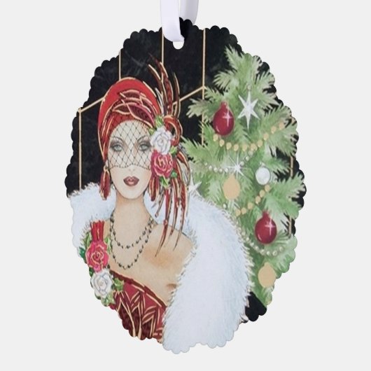 Art Deco retro  tekst toevoegen dame Ornament Kaart (Links)