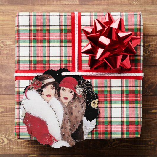 Art Deco retro  tekst toevoegen dames Ornament Kaart (Insitu (Geschenk))