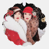 Art Deco retro  tekst toevoegen dames Ornament Kaart (Voorkant)