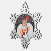 art deco retro  tin sneeuwvlok ornament (Rechts)