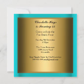 Art Deco Retro Verjaardagsfeest Uitnodiging Teal (Achterkant)
