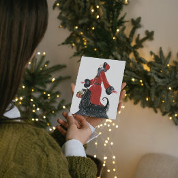 art deco retro vintage Christmas lady Holiday Feestdagen Kaart