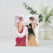 Art deco retro vintage dames feestdagenkaart (Staand voorkant)