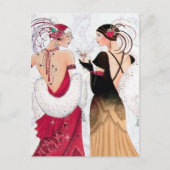 Art deco retro vintage dames feestdagenkaart (Voorkant)