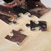 art deco retro vintage dames met kerst legpuzzel (Zijkant)